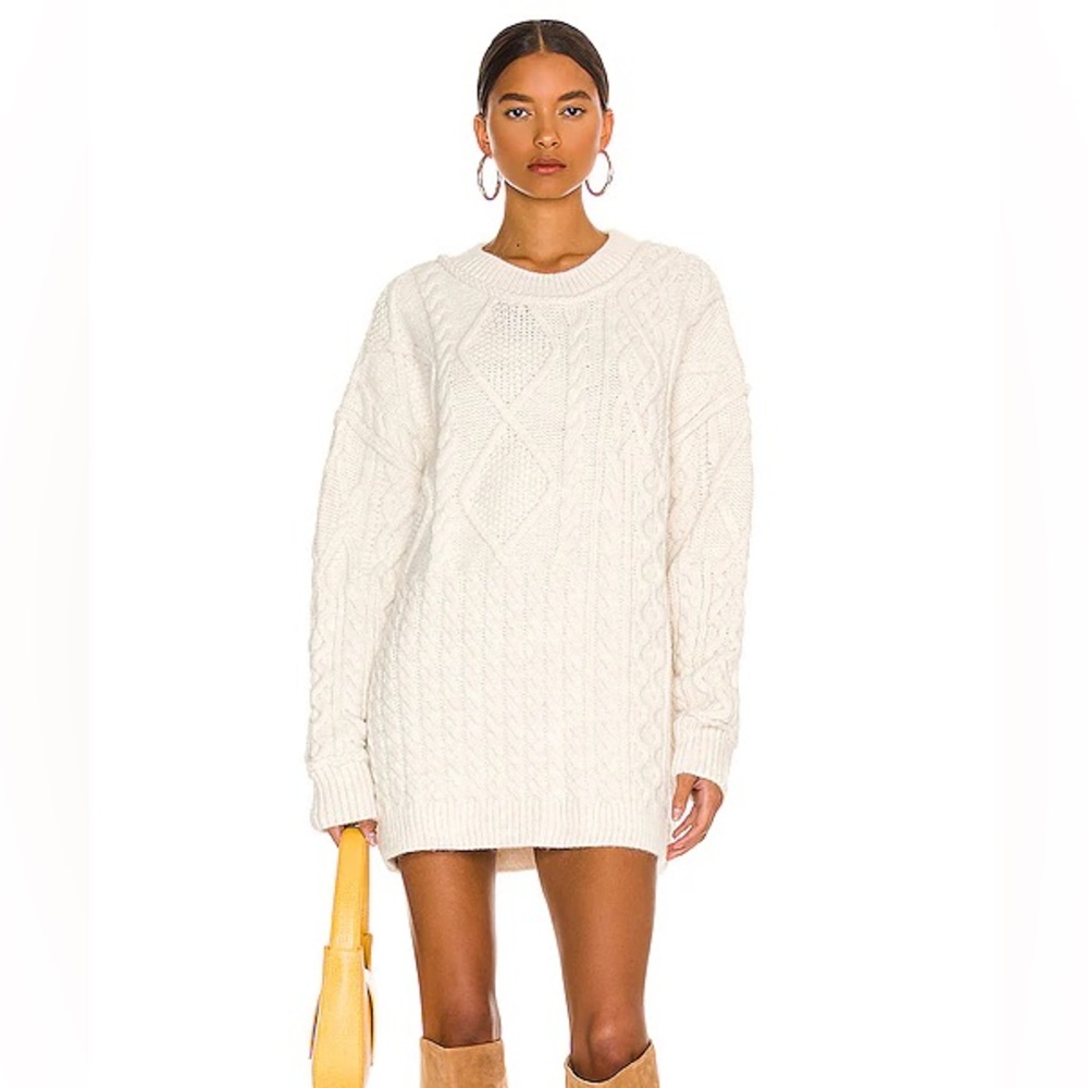 Free People Cream Long Sleeve Knit Dress